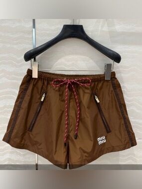 Luxury Brown Nylon Shorts
